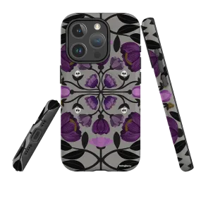 iPhone MagSafe Tough Case -  Purple Flower Skull III By Nina Pace Soft Layer