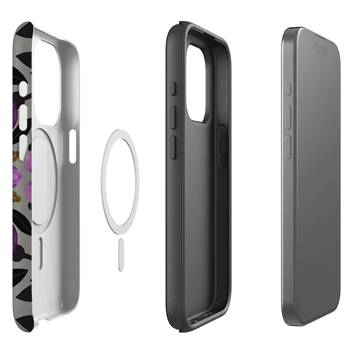 iPhone MagSafe Tough Case -  Purple Flower Skull III By Nina Pace anti fingerprint