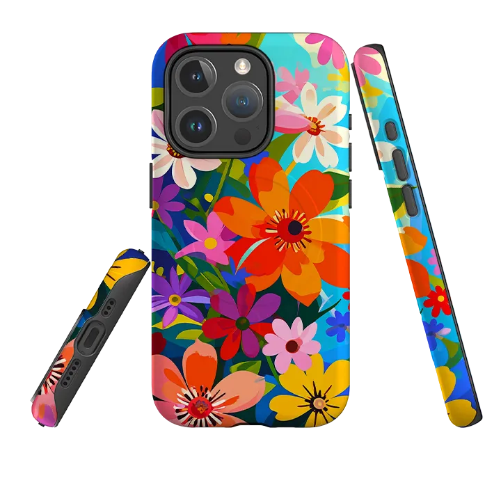 iPhone MagSafe Tough Case - Rainbow Floral Magnetic Mount