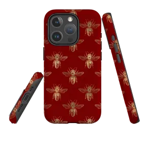 iPhone MagSafe Tough Case -  Red Bees Elegant Pattern Design Grip Finish