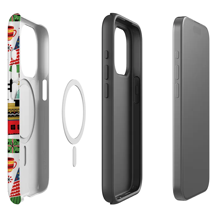 Hybrid Texture Flexible Material iPhone MagSafe Tough Case - Scandi Xmas