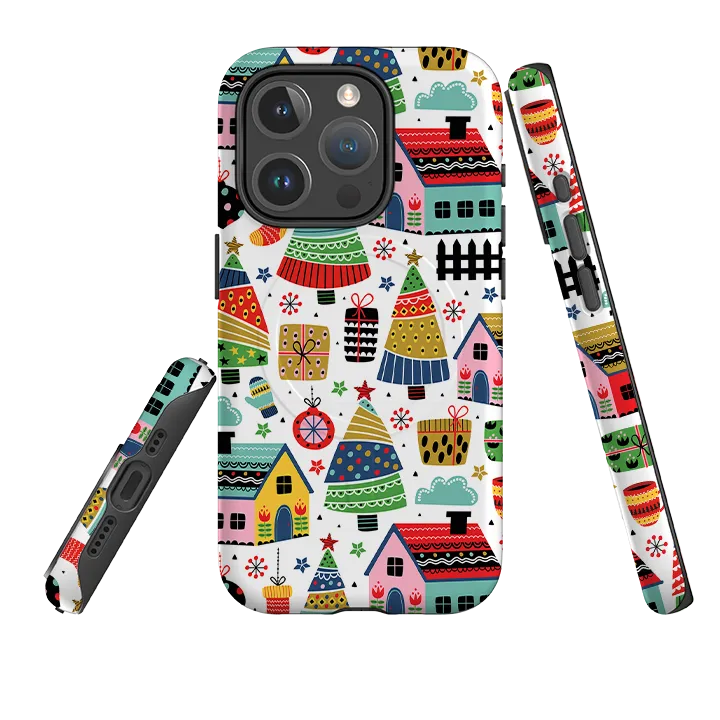 iPhone MagSafe Tough Case - Scandi Xmas Vivid Pattern Design Trendy Look