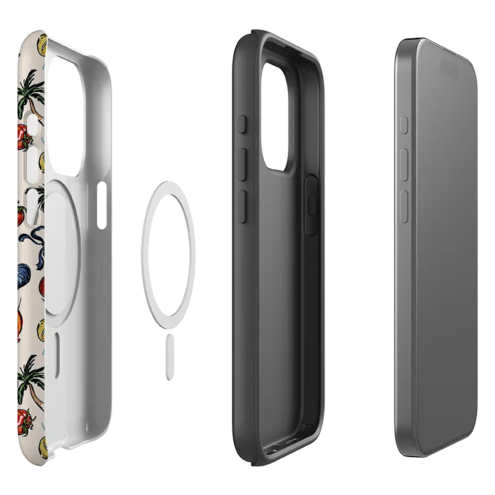 Compact Feel Transparent Look iPhone MagSafe Tough Case - Seafood and Palm Trees