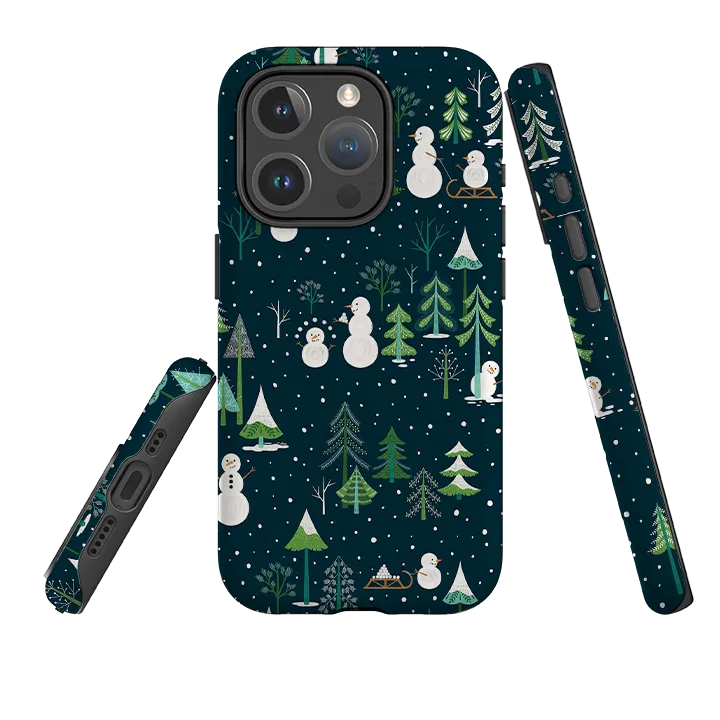 Rugged Look Finish iPhone MagSafe Tough Case -  Snowman Playground By Jenny Zemanek
