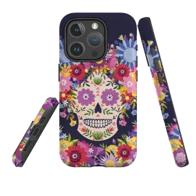 Stylish Surface Design Comfort Build iPhone MagSafe Tough Case -  Sugar Skull Blue By Ali Brookes