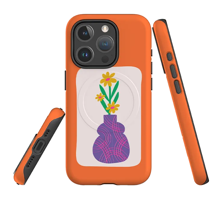 Rugged Look Finish Hybrid Material iPhone MagSafe Tough Case - Sunny Vase