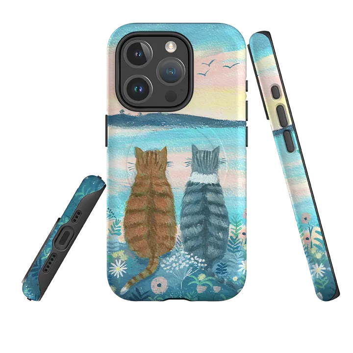 iPhone MagSafe Tough Case - Sunset Cats 2 By Mary Stubberfield Grip Finish