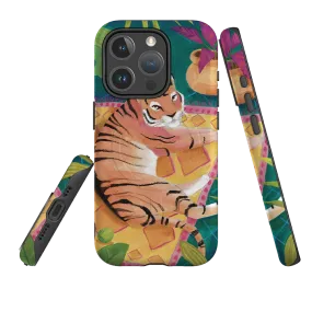 Hybrid Shield Lightweight Shell iPhone MagSafe Tough Case -  Tiger In Palms By Bex Parkin