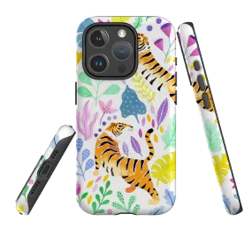 metal frame iPhone MagSafe Tough Case - Tigers and Flowers By Bex Parkin