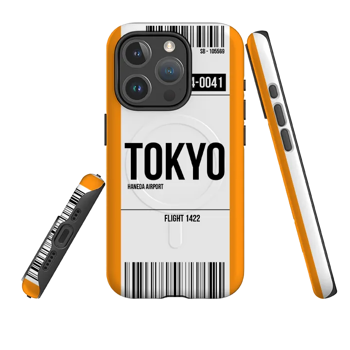 Durable Edge Hybrid Pattern Texture iPhone MagSafe Tough Case -  Tokyo Orange