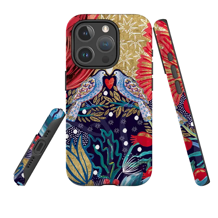 iPhone MagSafe Tough Case - Turtle Doves By Emma Frances Grant Soft Silicone Durable Texture Layer