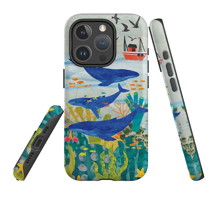 Protective barrier Soft touch layer iPhone MagSafe Tough Case - Whale Watching By Tracey English