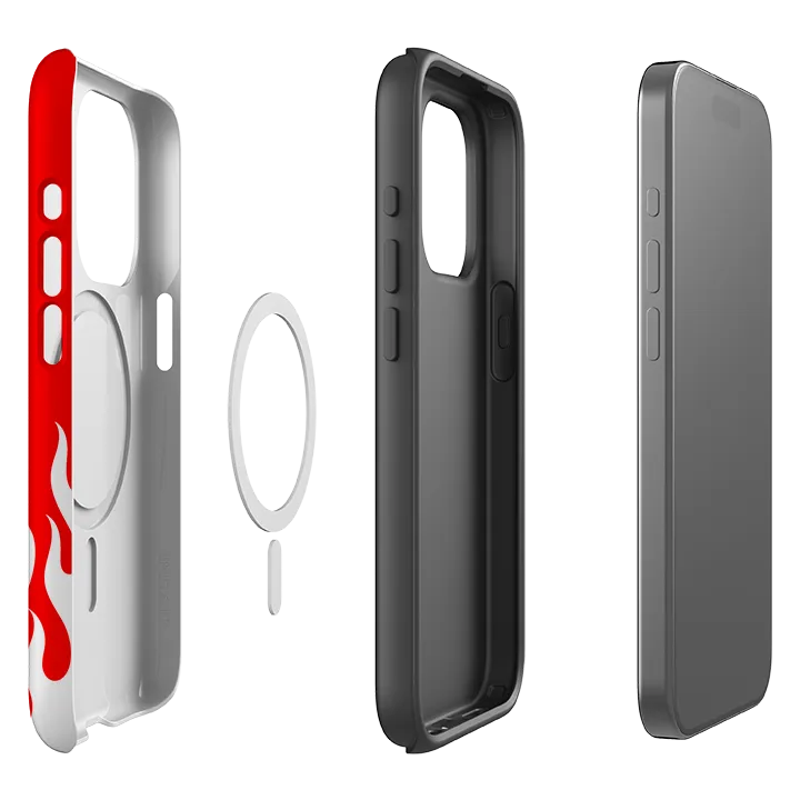 Lightweight Shell Youth Style iPhone MagSafe Tough Case -  White Flames Red