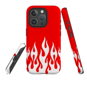 Tactile Feel iPhone MagSafe Tough Case -  White Flames Red