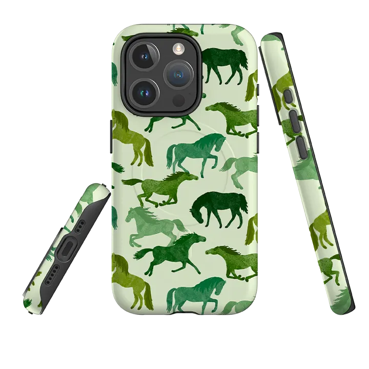 iPhone MagSafe Tough Case - Wild Horses By Katherine Quinn Durable Look Minimal Texture Layer