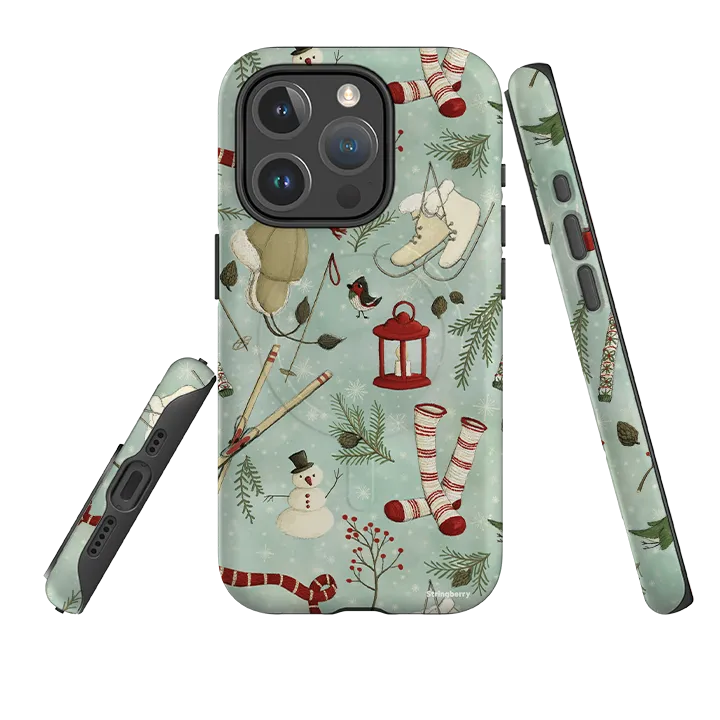 iPhone MagSafe Tough Case - Winter Pattern By Maja Lindberg Smooth Finish Touch Anti Shock Layer