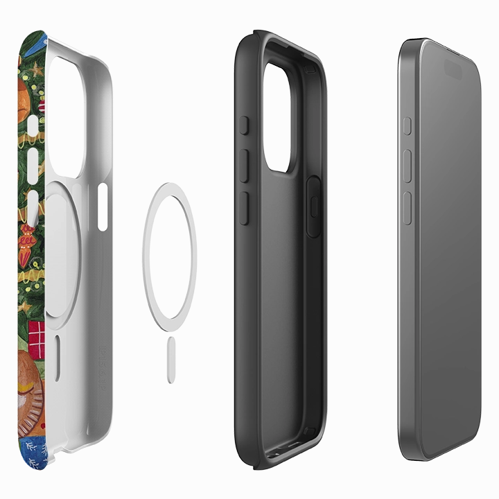 Screen Bumper Rugged Feel iPhone MagSafe Tough Case - Christmas Cats By Caroline Bonne Muller