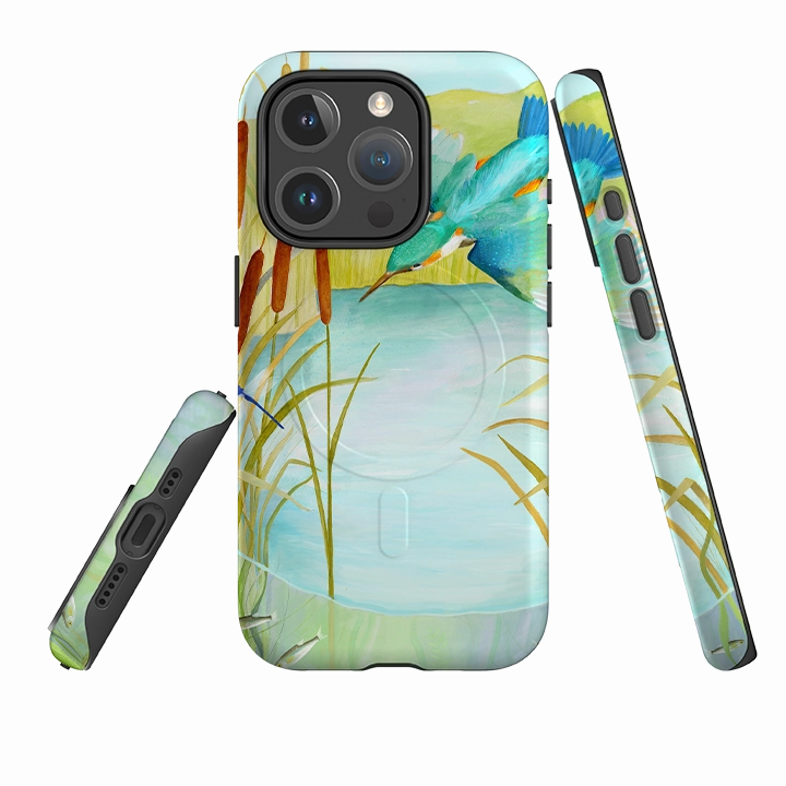 Grip Assist Outdoor Protection iPhone MagSafe Tough Case - Kingfisher By Bex Parkin