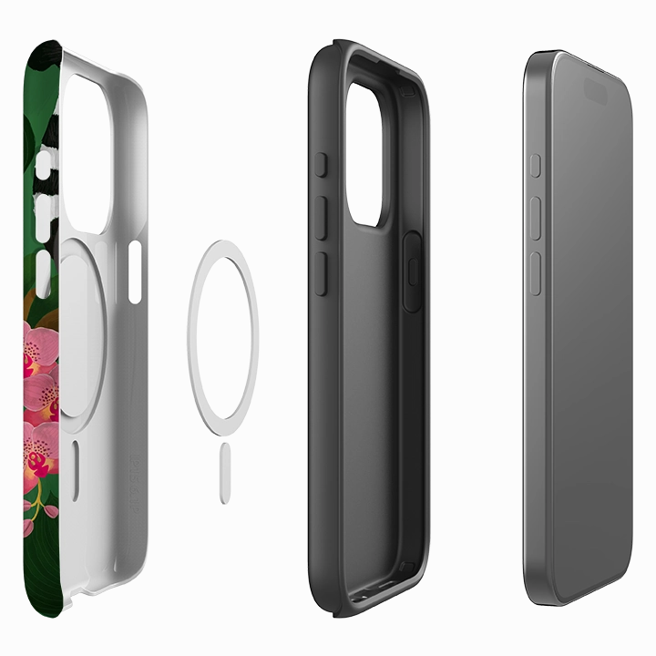 Soft Interior Minimal Finish iPhone MagSafe Tough Case - Lemur and Orchids By Bex Parkin
