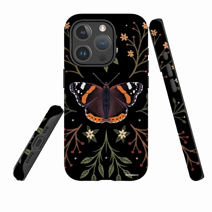 Stylish Finish Light Structure iPhone MagSafe Tough Case -  Red Admiral Butterfly By Anna Stead
