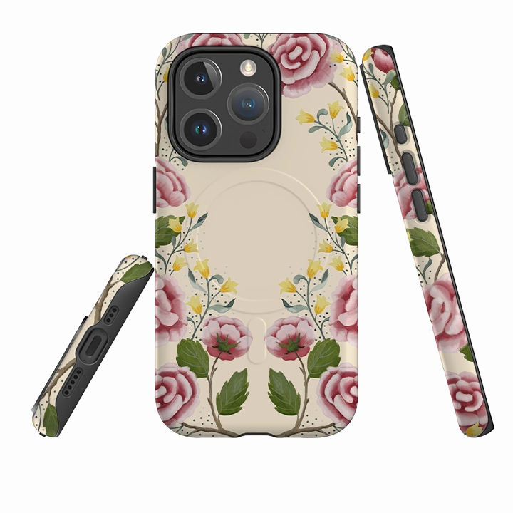 iPhone MagSafe Tough Case - Roses By Bex Parkin Hybrid Detail Protective Texture Layer