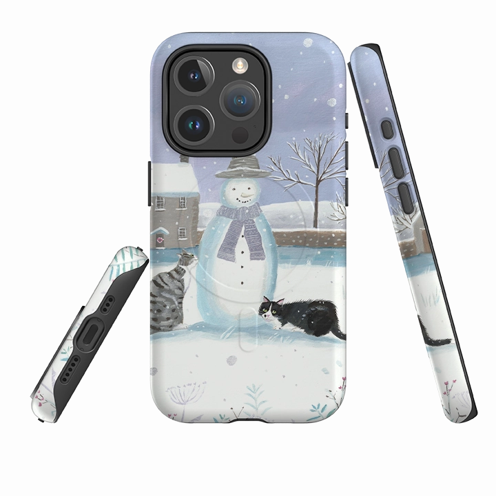 Protective Edge iPhone MagSafe Tough Case - Snowman and Cats By Mary Stubberfield