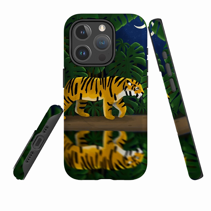 Rugged Design Style iPhone MagSafe Tough Case - Tiger Night By Bex Parkin
