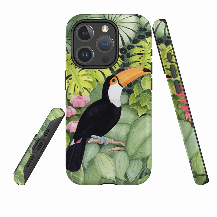 Luxury Surface Layer Smooth Texture Pattern iPhone MagSafe Tough Case - Toucan In Leaves By Bex Parkin