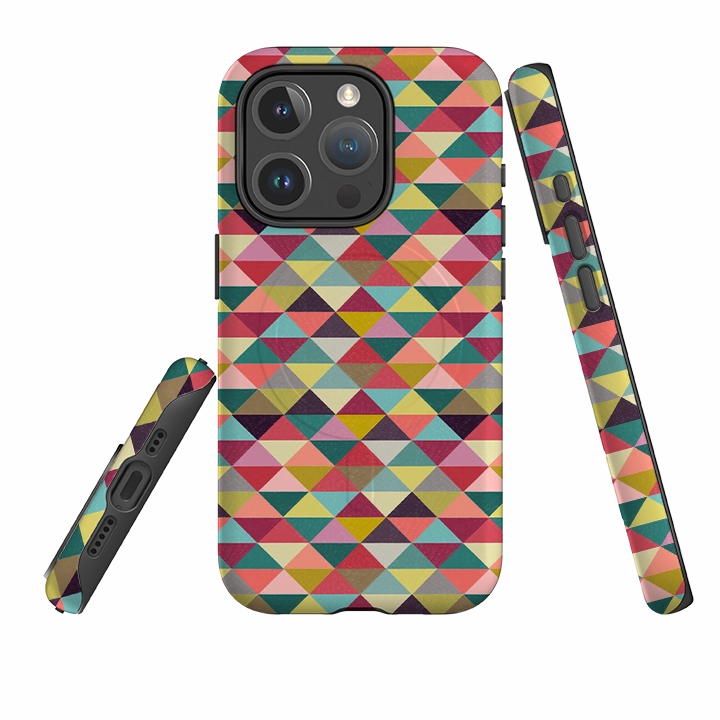 iPhone MagSafe Tough Case -  Triangle Geometric By Suzy Taylor Rugged Pattern Design Premium Edge Design
