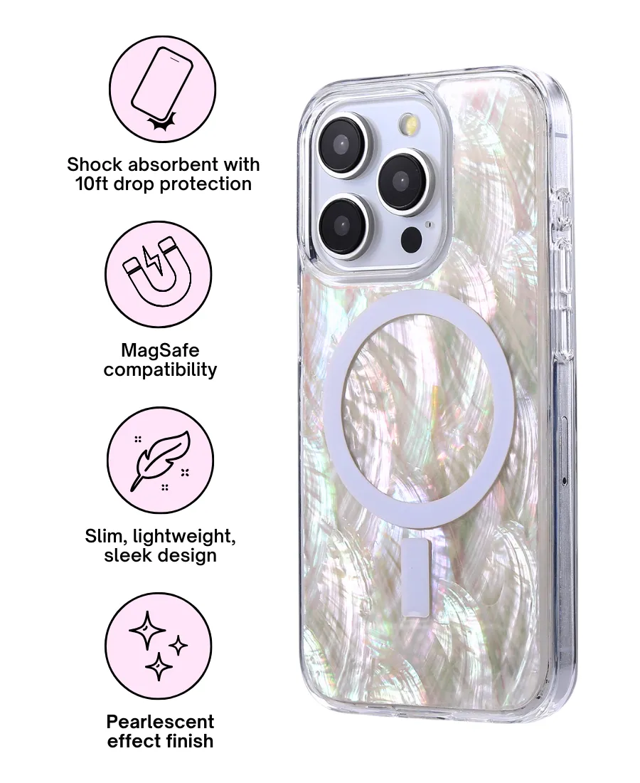 simple design Anti Scratch Layer Ivory Pearl Shell MagSafe Phone Case