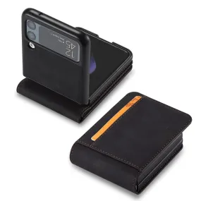 Smooth Grip Layer Leather Card Wallet Case For Samsung Galaxy Z Flip