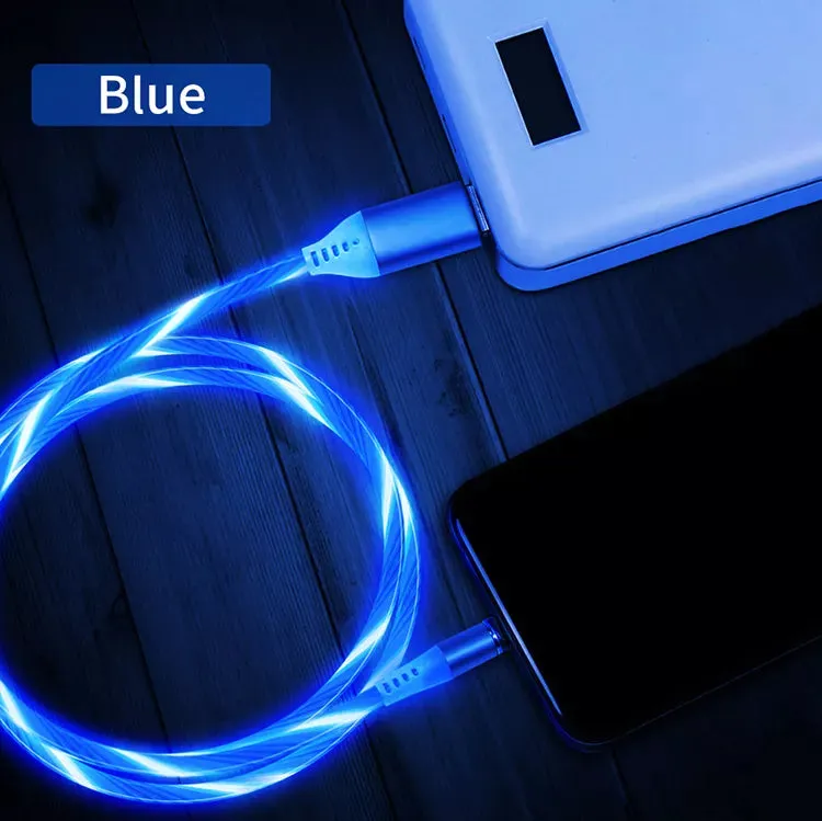 Elegant Comfort Elegant Surface Texture LED Flowing Light Charging Cable for Apple iPhone