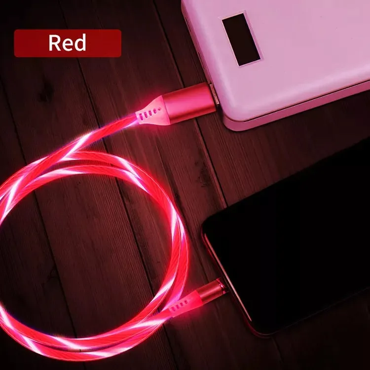 LED Flowing Light Charging Cable for Apple iPhone Compact Texture Layer