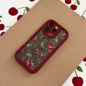 Stylish Surface Design Leopard Cherries Phone Case
