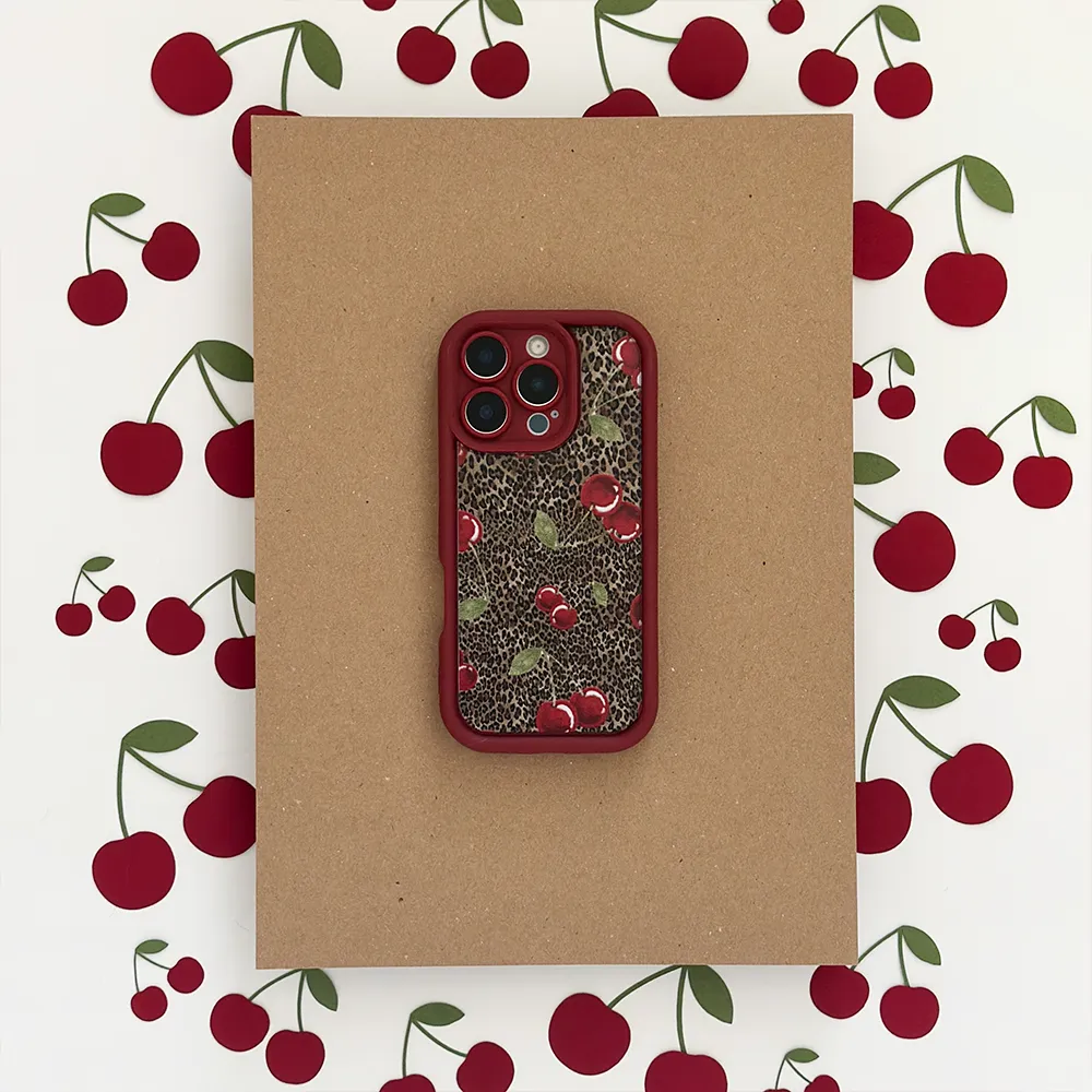 Leopard Cherries Phone Case Rugged Design