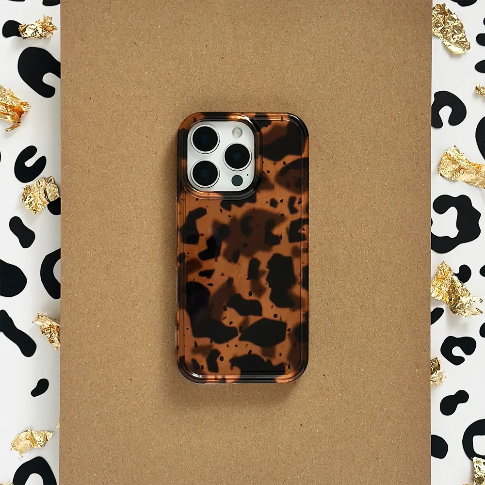 Leopard Tort Phone Case Compact Shape Elegant Pattern
