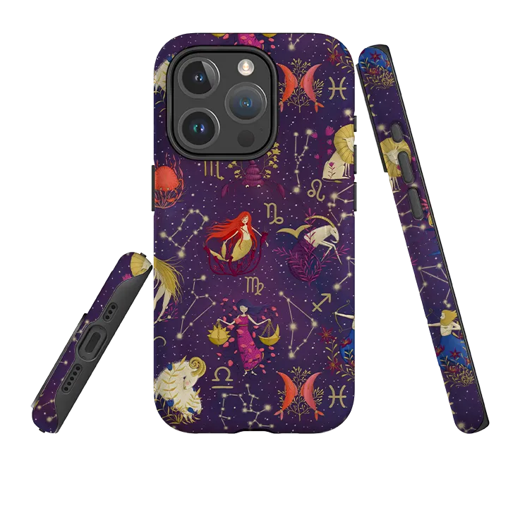 Premium Surface Texture iPhone MagSafe Tough Case - Zodiac Pattern By Maja Lindberg