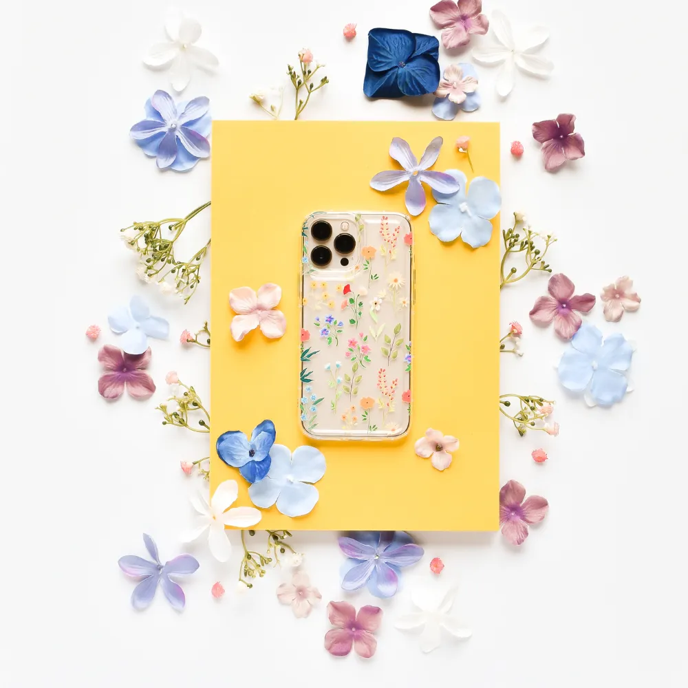 Colourful Wildflower Clear Phone Case Functional Design anti dust