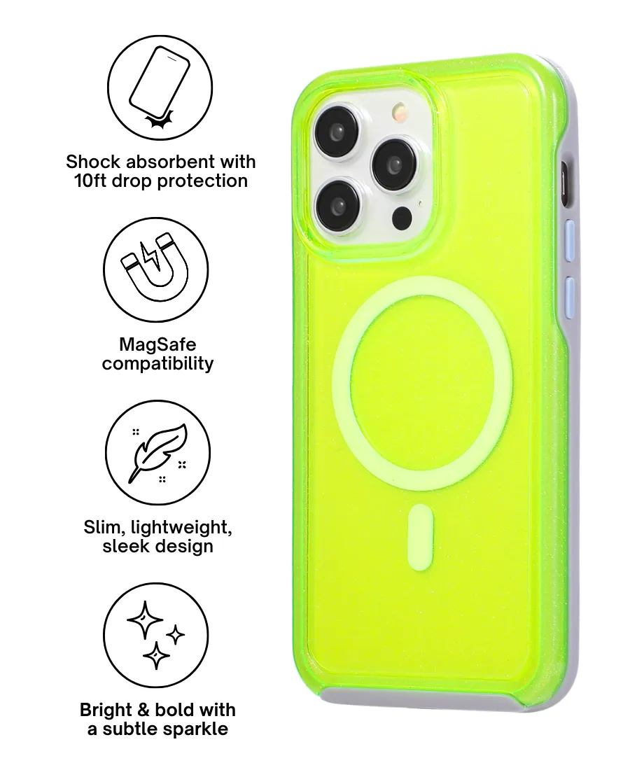 Lime Neon MagSafe Phone Case Stylish Layer Texture Polished Detail Edge