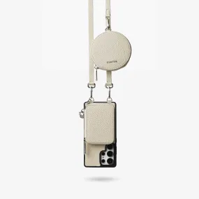 Lunar Silver Series- Samsung Galaxy Crossbody Case with Card Holder & Round Pouch Soft Cushion