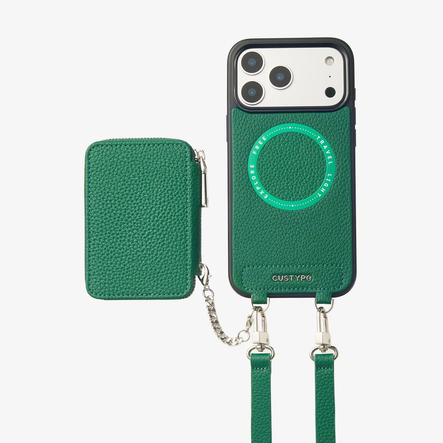 Lunar Silver Series- Wireless Charging Wallet Phone Case with Crossbody Strap soft look