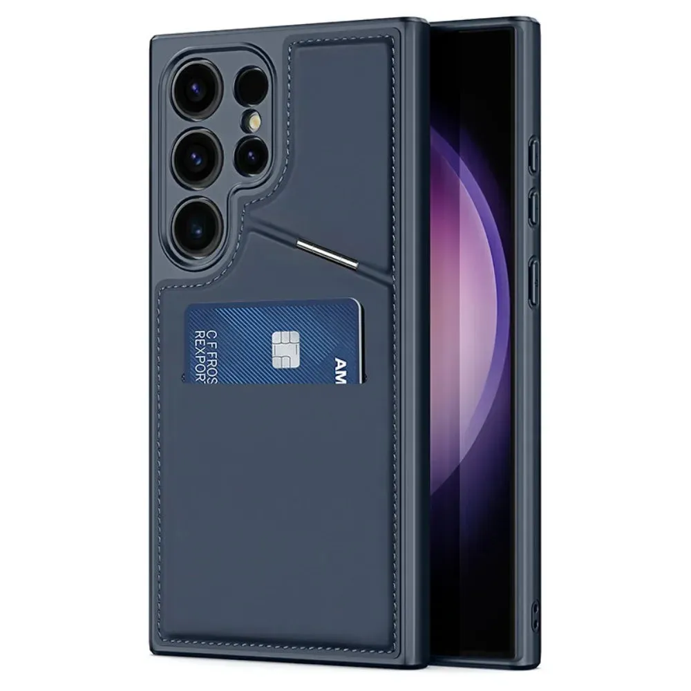 Wallet Phone Case with Kickstand and Credit Card Slot Holder for Samsung S24 Protective Pattern Texture Glossy Finish Look