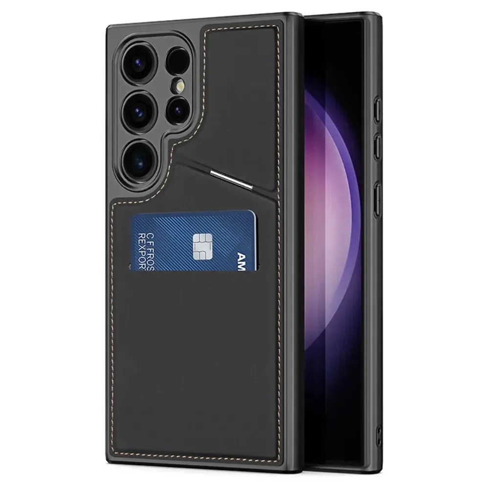 Protective Touch Shock Absorber Wallet Phone Case with Kickstand and Credit Card Slot Holder for Samsung S24