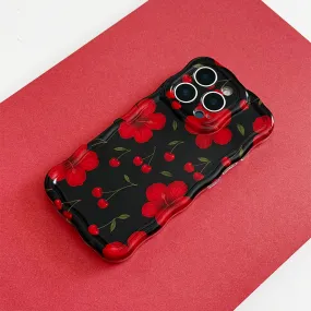 Wavy Phone Case - Cherry Hibiscus everyday elegance Durable Shape
