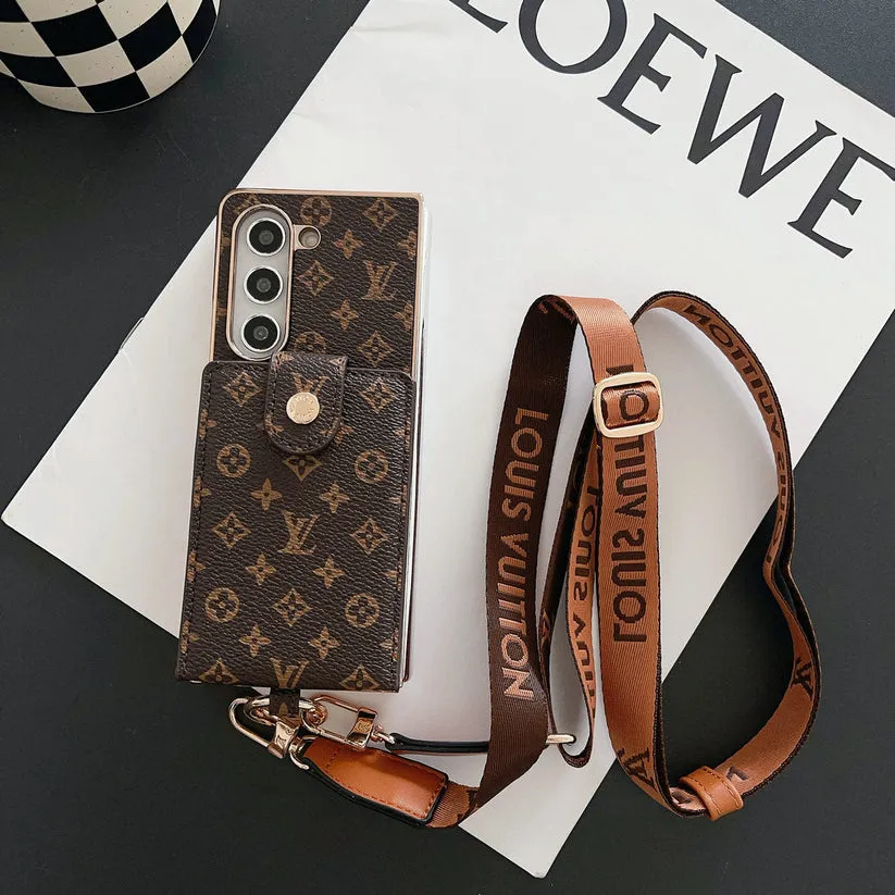 Smooth Surface Professional Look LUXURY ELECTROPLATING MONOGRAM CARD HOLDER CROSSBODY SAMSUNG Z FOLD CASE