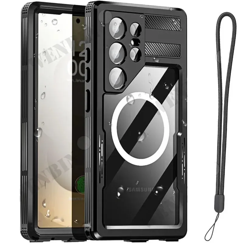 Stylish frame Polished Style Waterproof Magsafe Case for Samsung Galaxy IP68