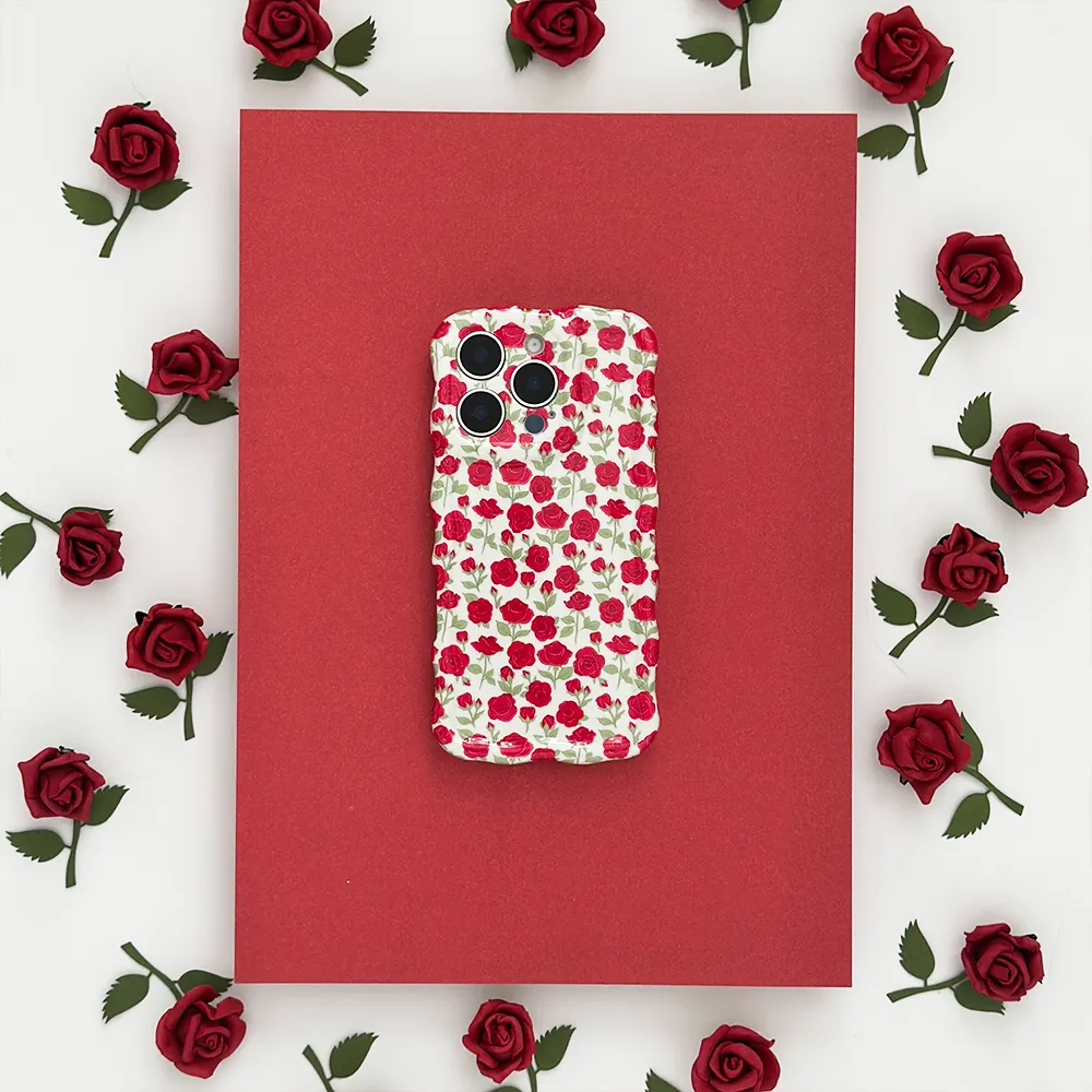 Soft Protection Edge Wavy Phone Case - Buy Me Roses Crimson