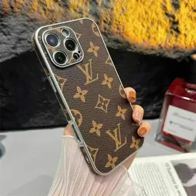 Cushioned Edge Matte Edge Luxury LV Leather iPhone Case