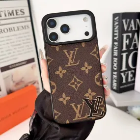 Luxury LV Leather Phone Case For iPhone 17 / 16 / 15 / 14 Light Shield Elegant Detail