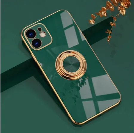 Luxury Magnetic Ring Holder Case for iPhone 15 / 14 / 13 / 12 ?C Shockproof, Stand Function Creative Texture Protective Shell Design